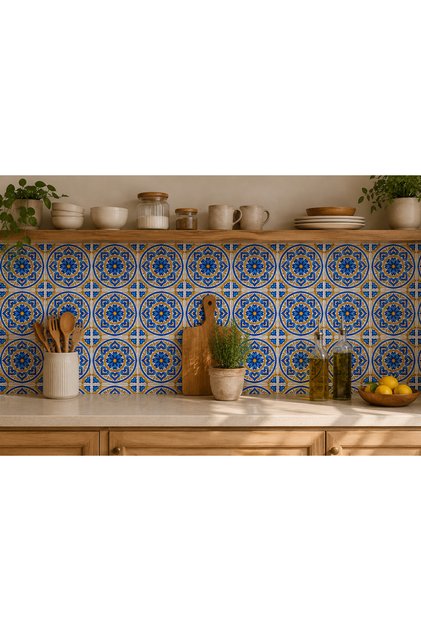 Self-Adhesive Tile Sticker | Kitchen Interlayer Covering Foil | Waterproof Wall Covering | Kitchen and Bathroom Tile Top Coating