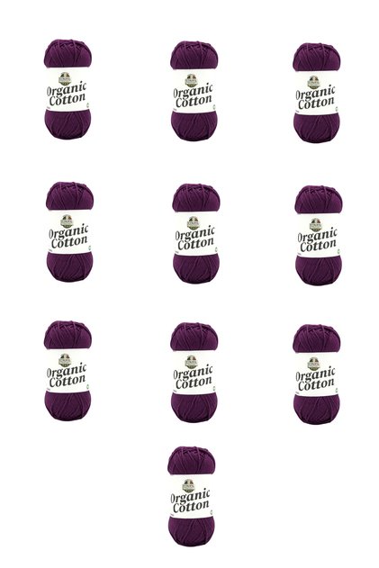 10 Pieces of Organic Cotton (76155) Plum Purple 100% Organic Cotton Amigurumi and Baby Knitting Yarn