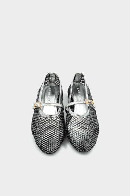 Marcus Mesh Detailed Women's Gray Ballerinas