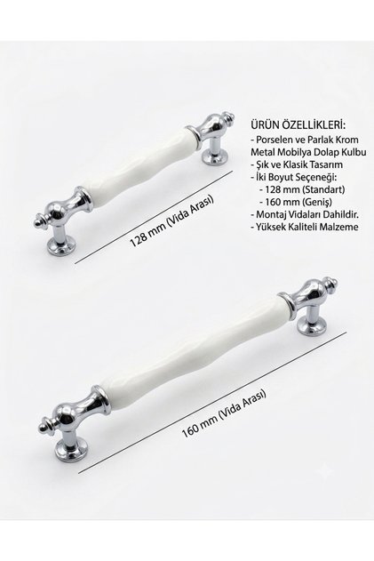 Porselen Mobilya Kulpları Dolap Çekmece Mutfak Kulpları 128 mm 160 MM KUZEY ( DESEN 000 )
