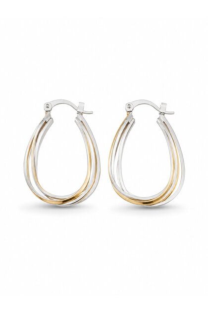 Brass Gold Silver Colored Oval Multiple Look Earrings