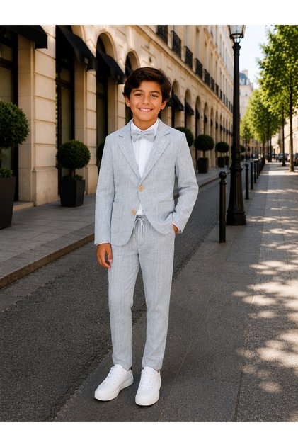 Boy's Casual Jacketed Bow Tie Suit