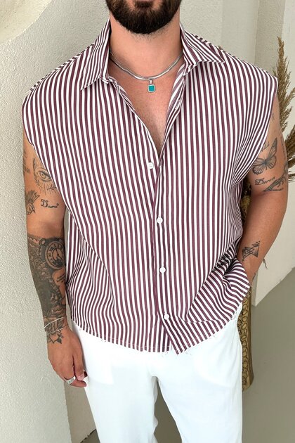 Zero Sleeve Color Transition Detailed Shirt Burgundy