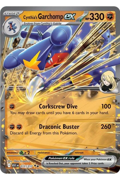 Cynthia's Garchomp Ex # 111 Pokemon Ascended Heroes Original Card