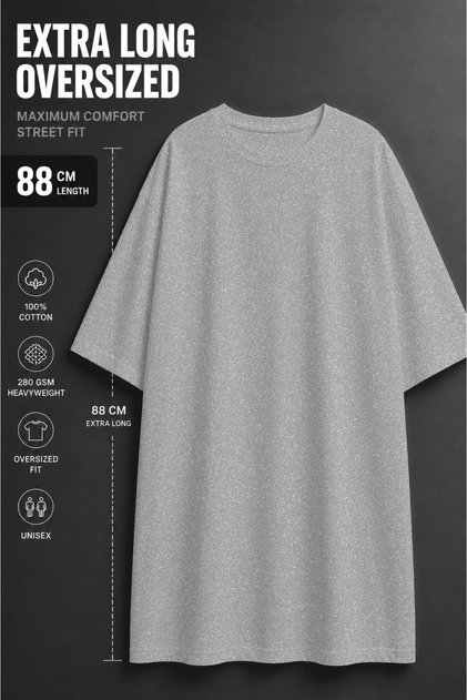 Women's Oversized Extra Long Basic Tunic T-Shirt - 200 Gsm 100% Cotton