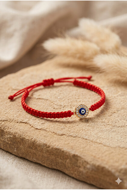 Handmade Zircon Stone Blue Evil Eye Bead Figured Macrame Knitted Bracelet