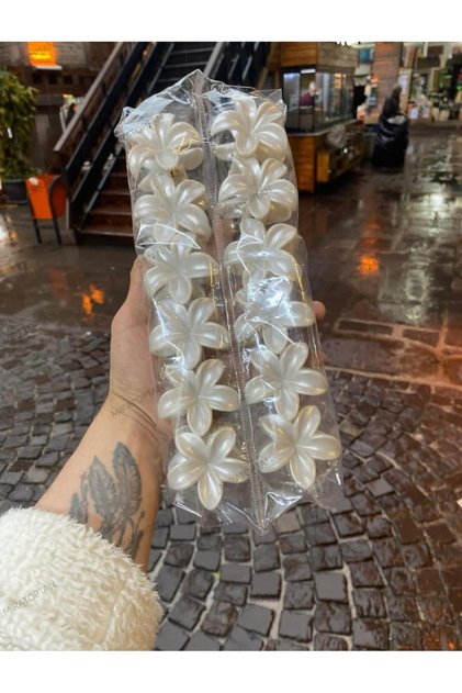 12 Pieces White Lotus Clips 6 cm