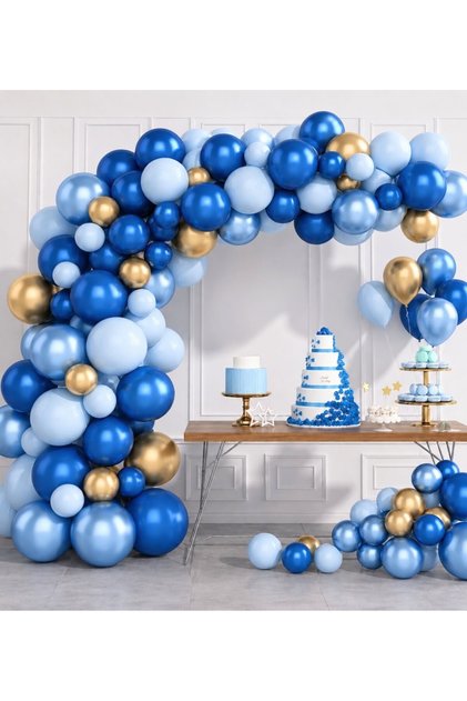 Mavi Temalı Sünnet Doğum günü Balon Zincir Seti