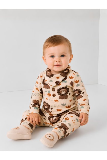 Boy's Top and Bottom Tracksuit Set with Scarf and Bib