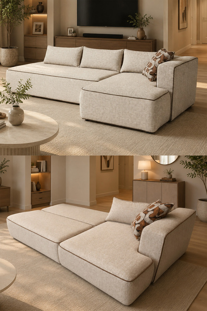 Köşe Koltuk Takımı Loft Sandıklı Yataklı Ultrasoft Köşe Koltuk 270x150 cm