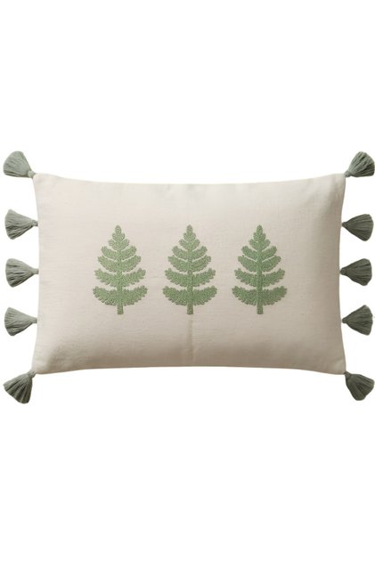 Botanical Embroidered Tassel Cushion Cover 35X55 cm