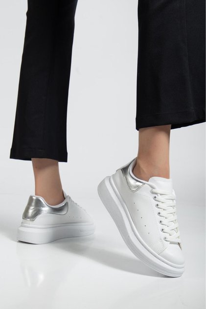 Spectra-01 Daily Lace-Up Orthopedic Women's Sneaker White Silver