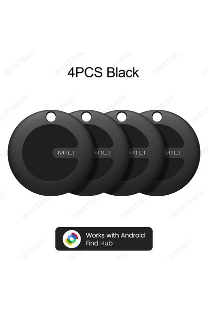 Black-4pcs 1-4Pcs MiLi Mitag Go GPS Tracker Android Finder Compatible with Google Find Hub (Android