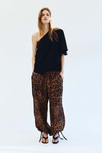 Tie-detail balloon trousers