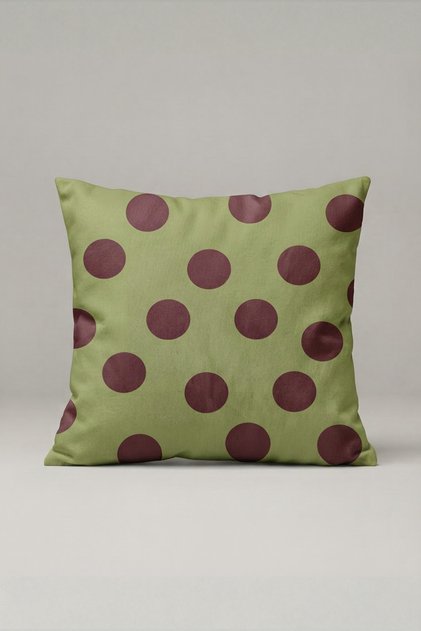 Green Burgundy Polka Dot Throw Pillow Cover 193 – Olive Berry Dots Design 45X45 cm