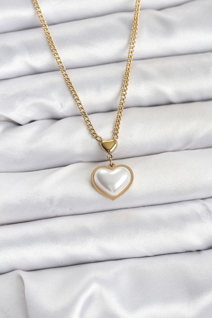 316L Steel Chain Gold Color Convex Heart Model Women's Necklace