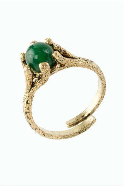 Aconcept Round Natural Stone Authentic Ring - (191609) Green Agate