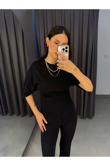 Tok Dokulu Bel Kıvrımlı Tshirt