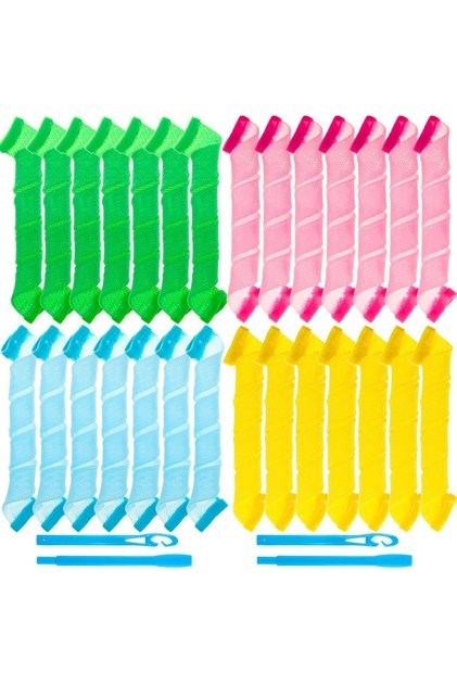 28-Piece Spiral Curlers Kit - No Heat Wave Hair Curlers with 2 Styling Hooks for Assorted Hairstyles