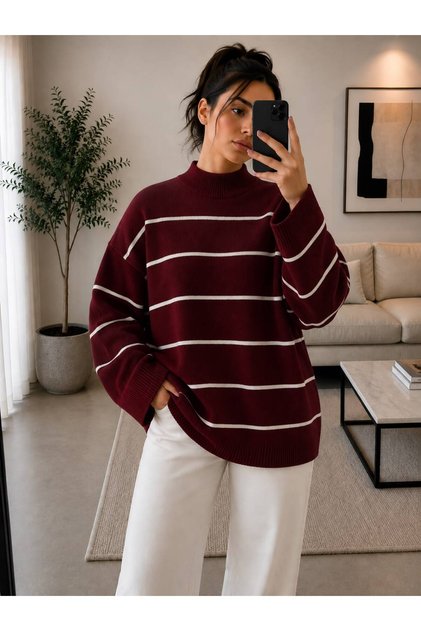 Women's Striped Casual Oversize Knitted Sweater