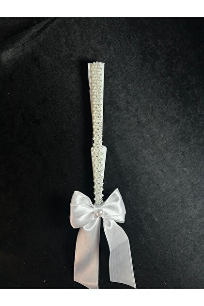 Foldable Bridal Fan with Pearls Plain White