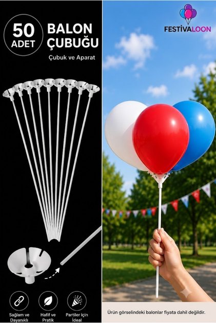 50 Pcs 30 cm Balloon Stick and Apparatus Set Party and Organization Balloon Holder Birthday Party Organization
