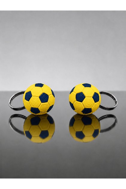 Yellow Navy Blue Soccer Ball Keychain - Fb Fan Charm