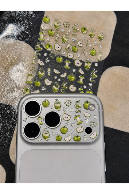 Phone Camera Sticker Green Apple Embossed Tiny Adhesive Sticker (1 Tiny Sheet) (iPhone)