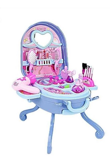 Makeup Set Toys For Girls To Dress Up Toys, Foldable Dressing Table, Removable Portable Cosmetic Bag, Portable And Easy To Store, Perfect Gift For Girls, Blue