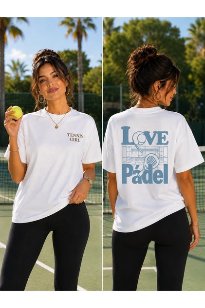Unisex Oversize Tennis Printed T-Shirt 100% Cotton Tennis Themed Comfortable Fit Short Sleeve T-Shirt