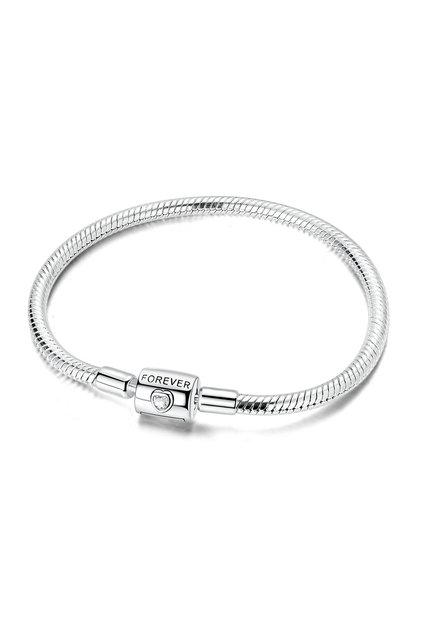 17cm KTB138 Original 925 Sterling Silver Charm Bracelets Heart Clip Bead Snake Chain Bracelet Fit Ch