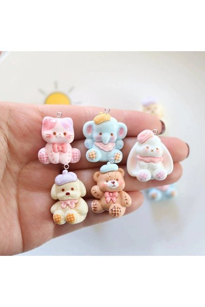 10pcs mix 10Pcs Lovely Elephant Rabbit Dog Cat Bear Resin Charms for Jewelry Making Findings New Ani