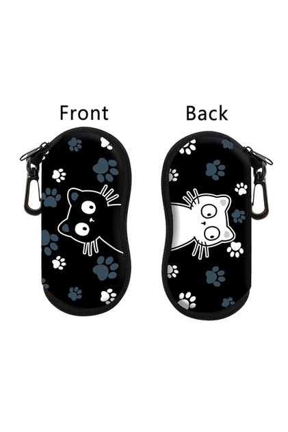 black 1 Cute Black Cat-Shaped Glasses Case with Zipper Closure - Protective Case for Reading Glasses