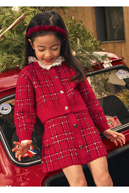 Girl's Knitwear Cardigan Skirt Set 4935