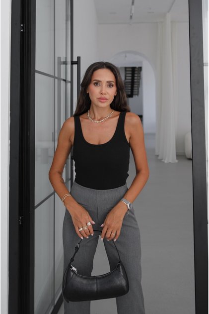 Black Solis Thick Strap Undershirt with Cups