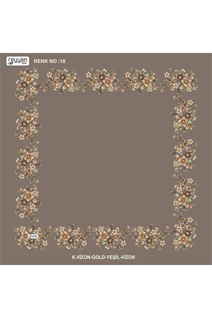 Bagged Flat Floral 90' Embroidered Yemeni Inner Tulle, 90X90 Cm, with Empty Center and Floral Edges