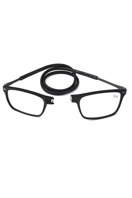+250 Black Portable Folding Reading Glasses High Definition Resin Fashion Presbyopic Eyeglasses Neck