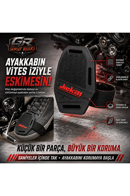 Motosiklet Vites Çorabı Ayakkabı Koruyucu Kaymaz Kauçuk Ayarlanabilir Bantlı ( KIRMIZI )