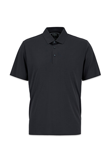 Seamless Regular Fit Polo Collar Knitted Lyocell Silk Blend T-Shirt