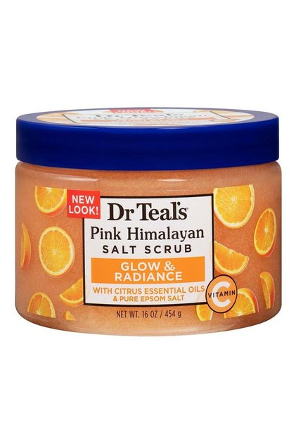 Dr Teal's Vitamin C Epsom Salt Body Scrub for Glow & Radiance - Gently Polishes & Smoothes Skin for a Healthy Glow with Citrus Oils (454 g)