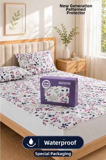 Morena Patterned Liquid-Proof Quilted Fitted Mattress and Pillowcase Set Special Boxed Shipping