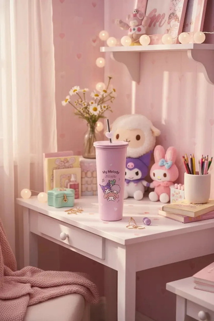 Miniso Sanrio Lisanslı Pipetli Paslanmaz Çelik Matara My Melody