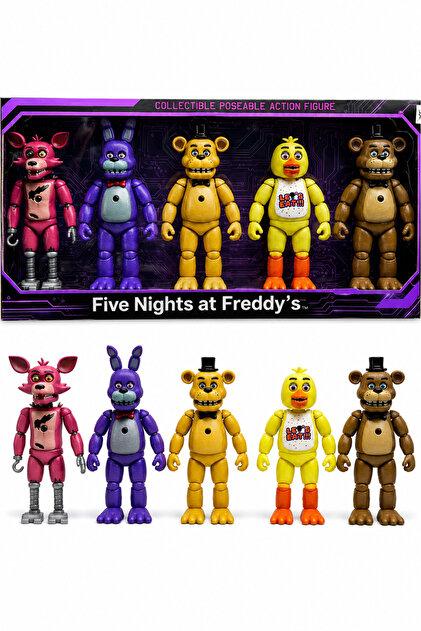Retoys Five Nights At Freddy 5'li Set Işıklı Hologramlı Eklemli
