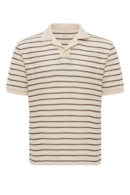 Apaş collar striped knitted men's t-shirt