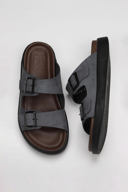 Anthracite Nubuck Men's Flat Slippers 11t23348