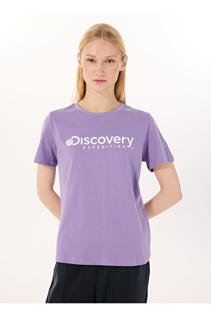 Discovery Expedition D4SL-TST3053 Lila Bisiklet Yaka Kadın T-Shirt