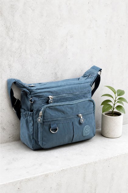 Crinkle / Clinkir Waterproof Fabric Multi-Compartment Cross Arm And Shoulder Messenger Bag Indigo Blue 9507