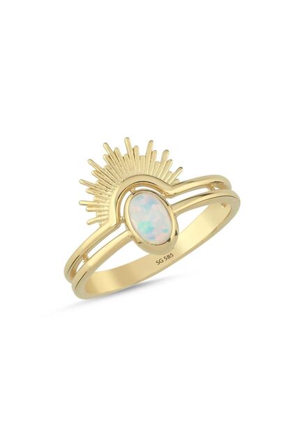 14 Ayar Opal Taşlı Güneş Model Altın Yüzük 2,75 Gr