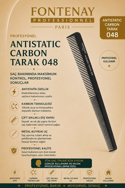 Profesyonel Antistatic Carbon Tarak 048