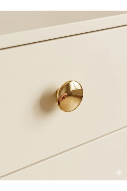 10 Adet-Premium Gold Yuvarlak Düğme Kulp - 35mm-Modern Altın Sarısı Ağır Zamak Metal - Lüks Çekmece ve Dolap Kulbu